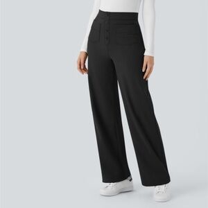 HALARA Wide Leg Black Tummy Control & Butt Lifting Women's Pants. Size Medium.